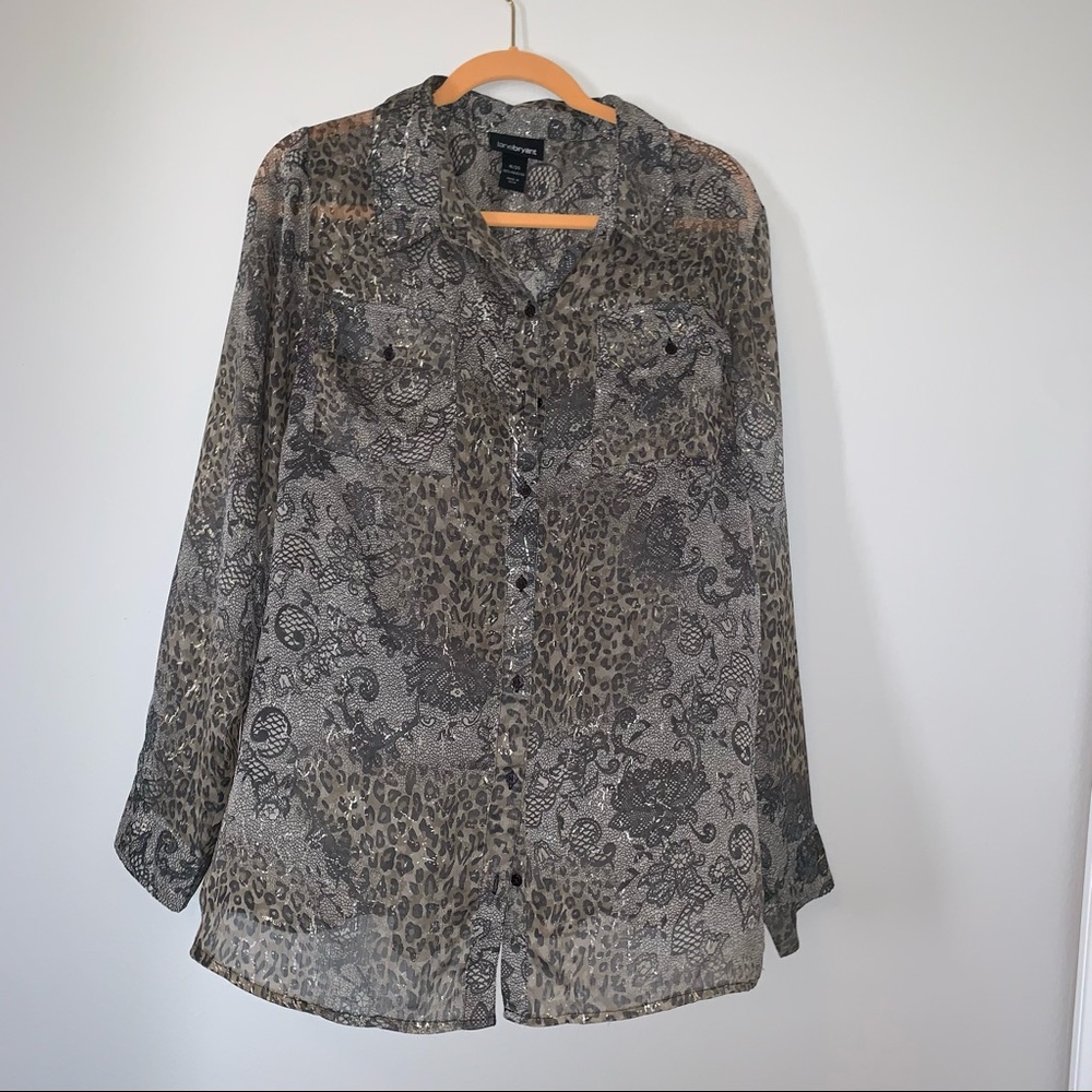 Lane Bryant Sheer Button Down Blouse